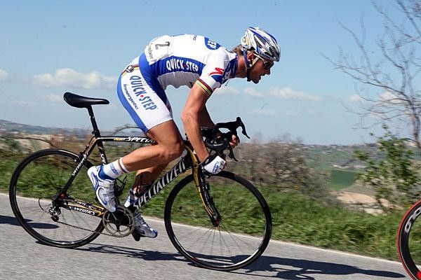Tom Boonen powerful on his Specialized bike.