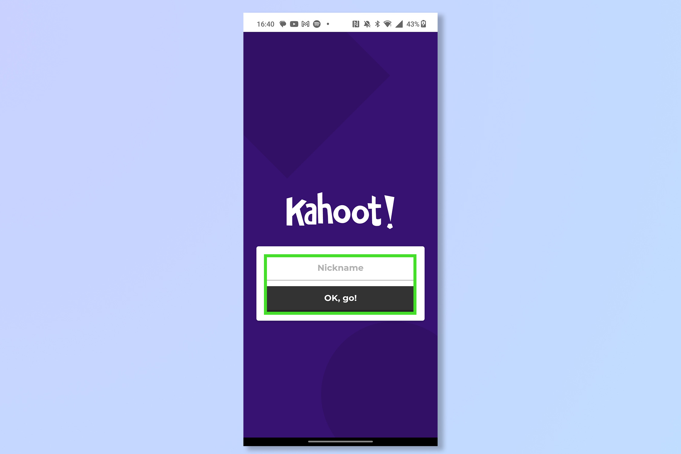 Kahoot- присоединение к игре на мобильном телефоне