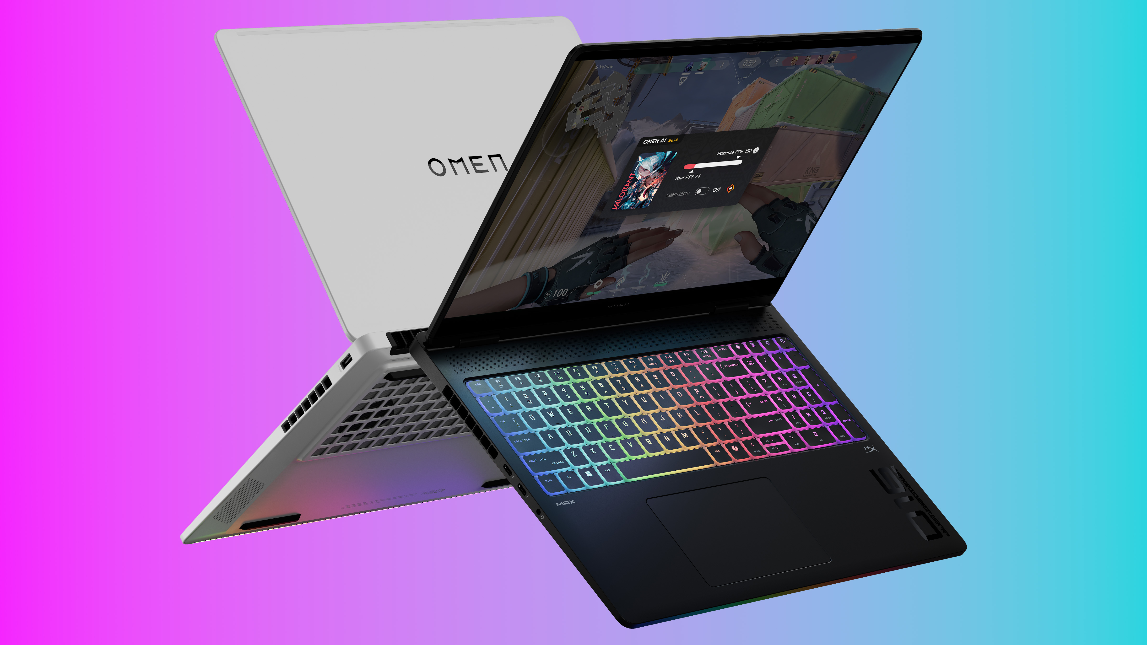 two gaming laptops opened back to back