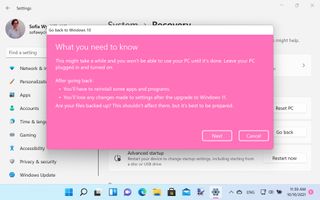 How to downgrade from Windows 11 to Windows 10 screenshot