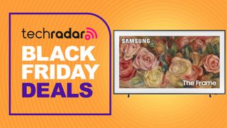 Samsung The Frame TV on a Black Friday deals background