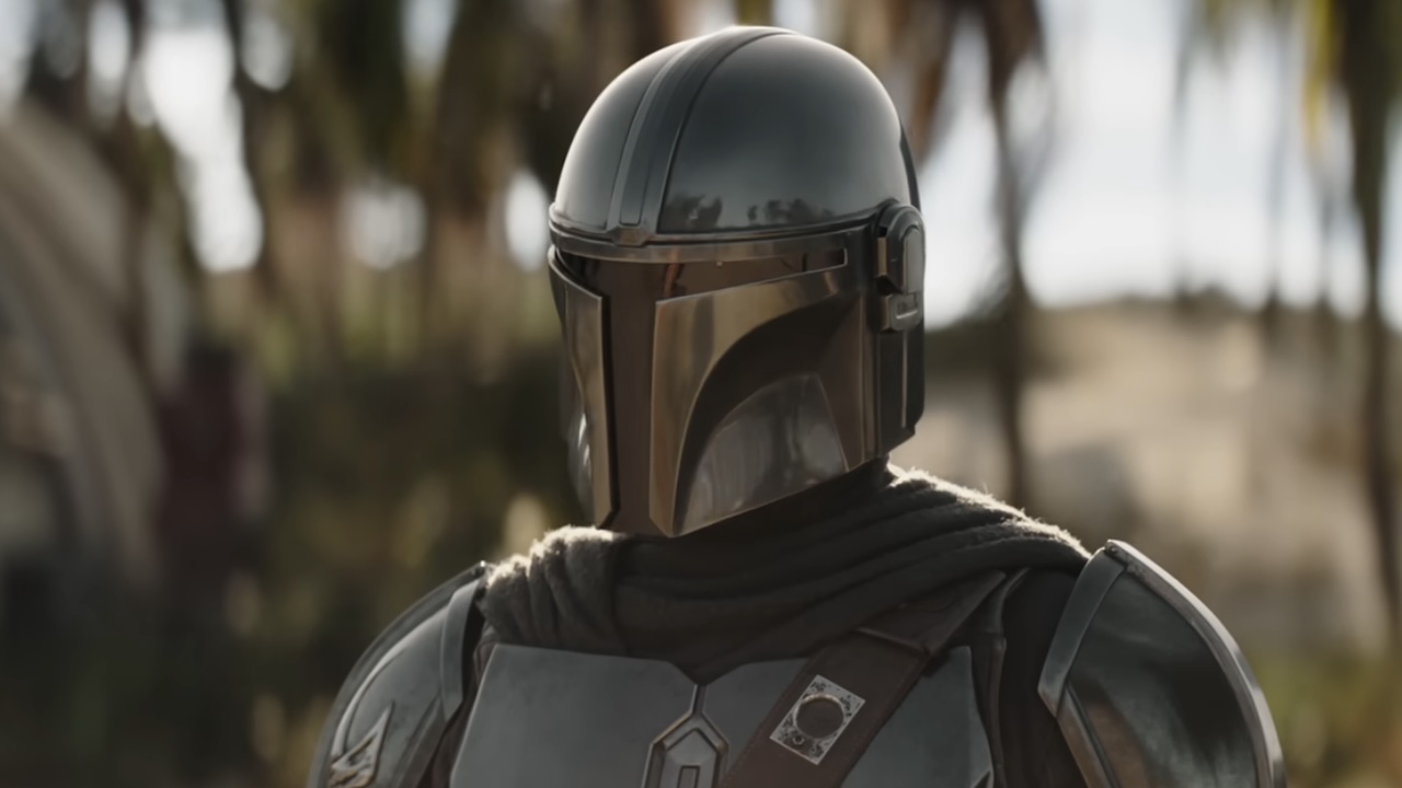 The Mandalorian standing at New Republic base in The Mandalorian and Grogu