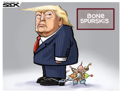 Political cartoon U.S. Trump bone spurs Russia investigation