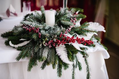 Christmas wreath as table centrepiece