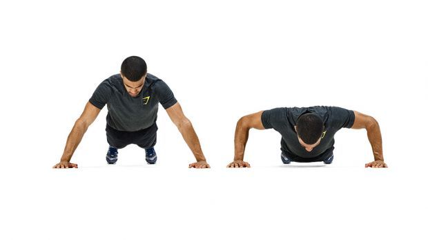 Man demonstrates wide-arm press-up