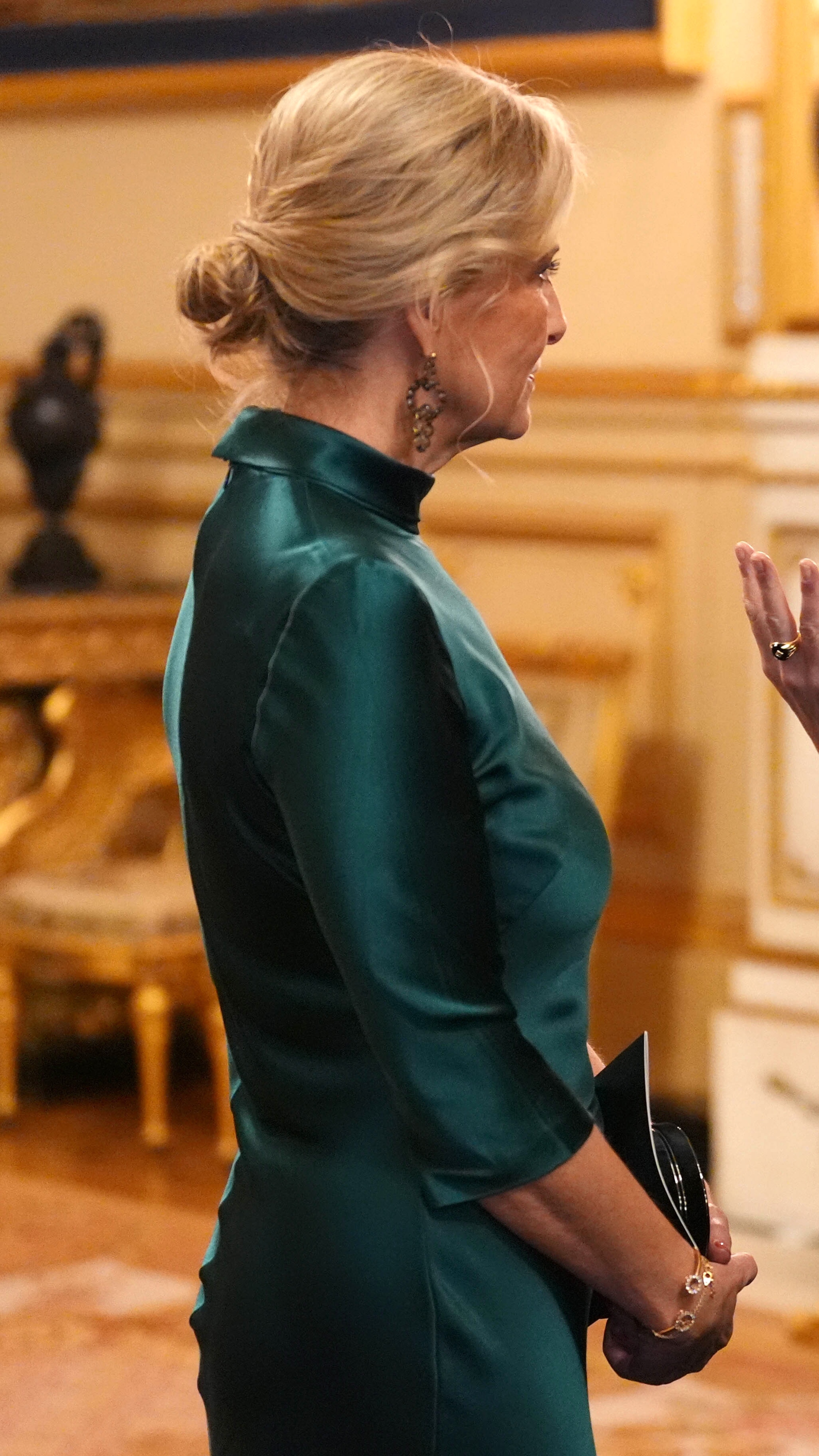 Sophie, Duchess of Edinburgh (left) speaks to Kate Winslet (not pictured) in the Grand Reception Room after they attended the premiere of Prime Video's Finding Harmony: A King's Vision