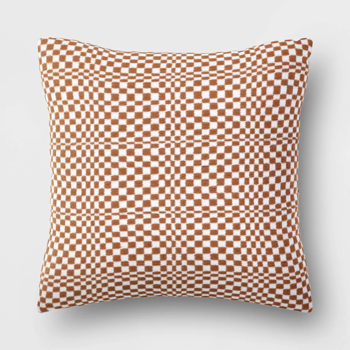 18u0026#34;x18u0026#34; Retro Checker Woven Square Outdoor Throw Pillow Brown - Thresholdu0026#8482;