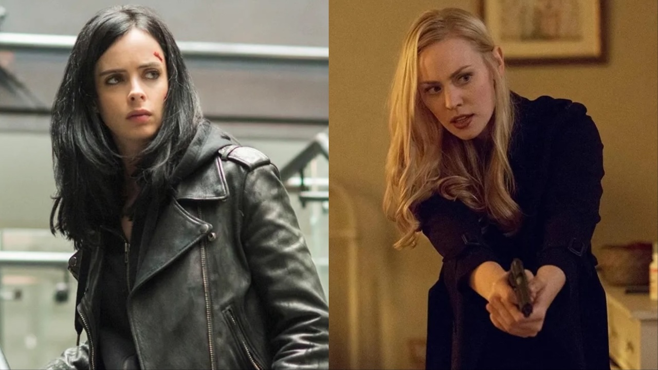 Krysten Ritter as Jessica Jones and Deborah Ann Woll as Karen Page