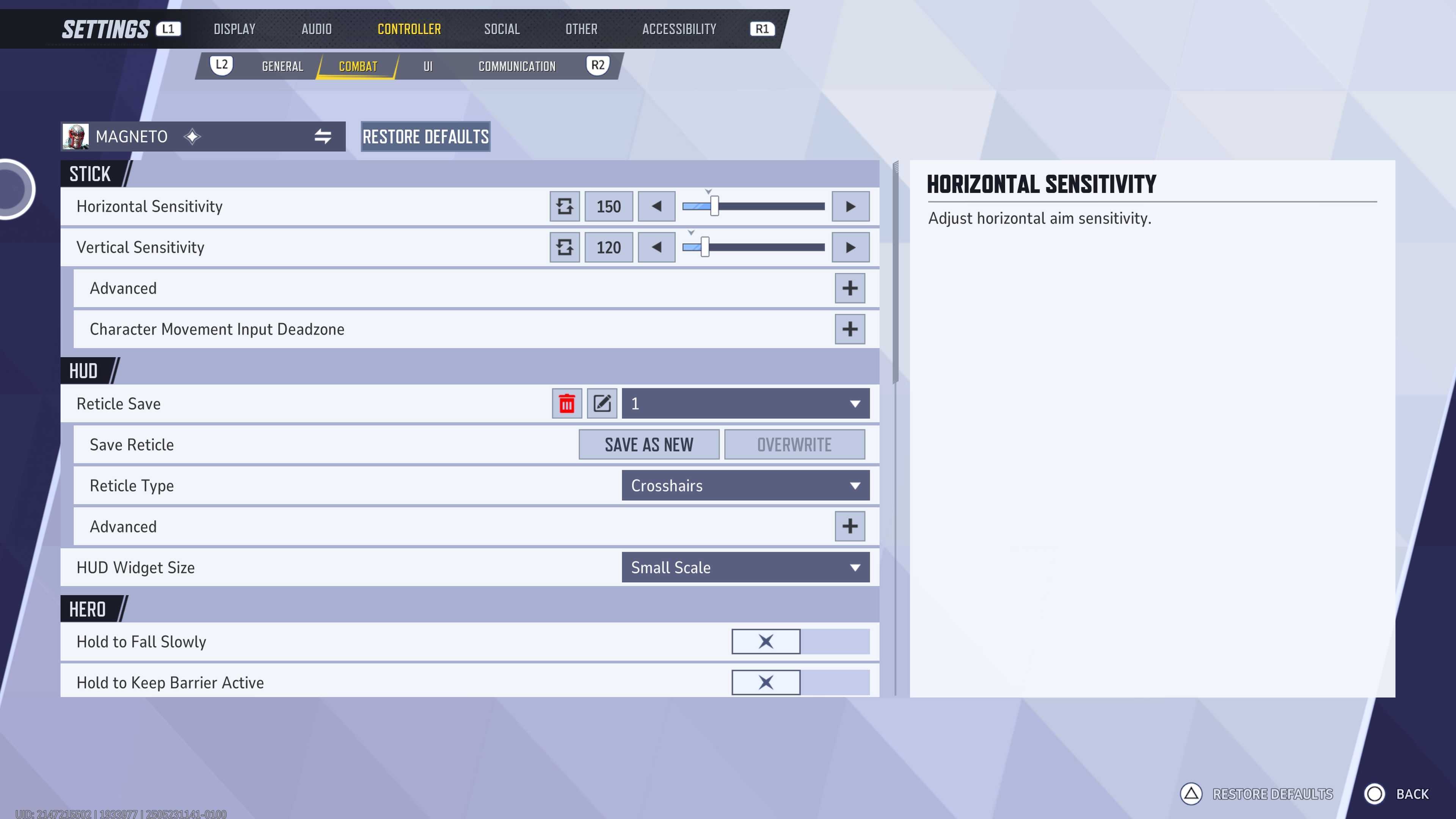 Magneto Controller settings in Marvel Rivals