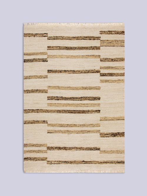 Noa Linear Cream Handwoven Wool Rug