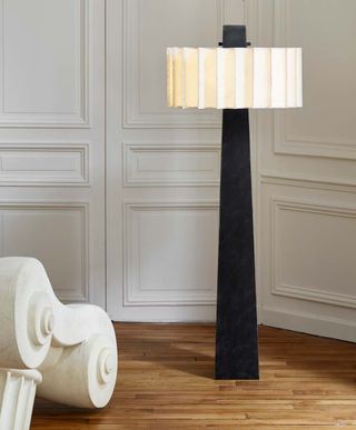 Black lamp with white lampshade
