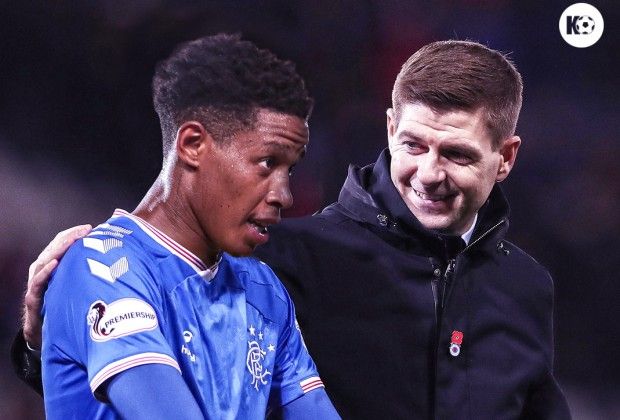 Rangers midfielder Bongani Zungu and head coach Steven Gerrard