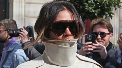 Victoria Beckham leaving her hotel during the Womenswear Fall/Winter 2025/2026 as part of Paris Fashion Week on March 08, 2025