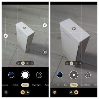 Google Camera mode switch toggle between the photo and video modes