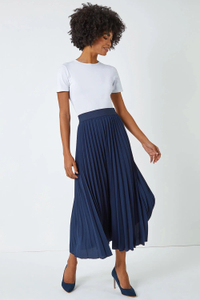 14. Pleated Midi Stretch Skirt