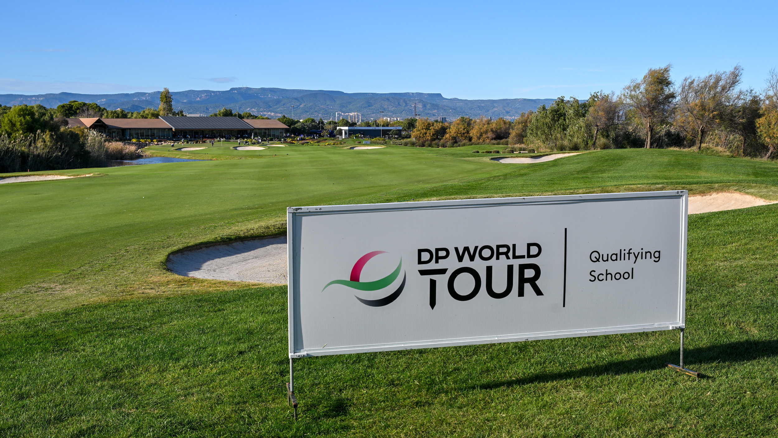 A DP World Tour Q School sign in Spain