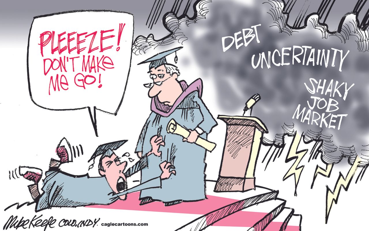 Editorial cartoon U.S. College Debt