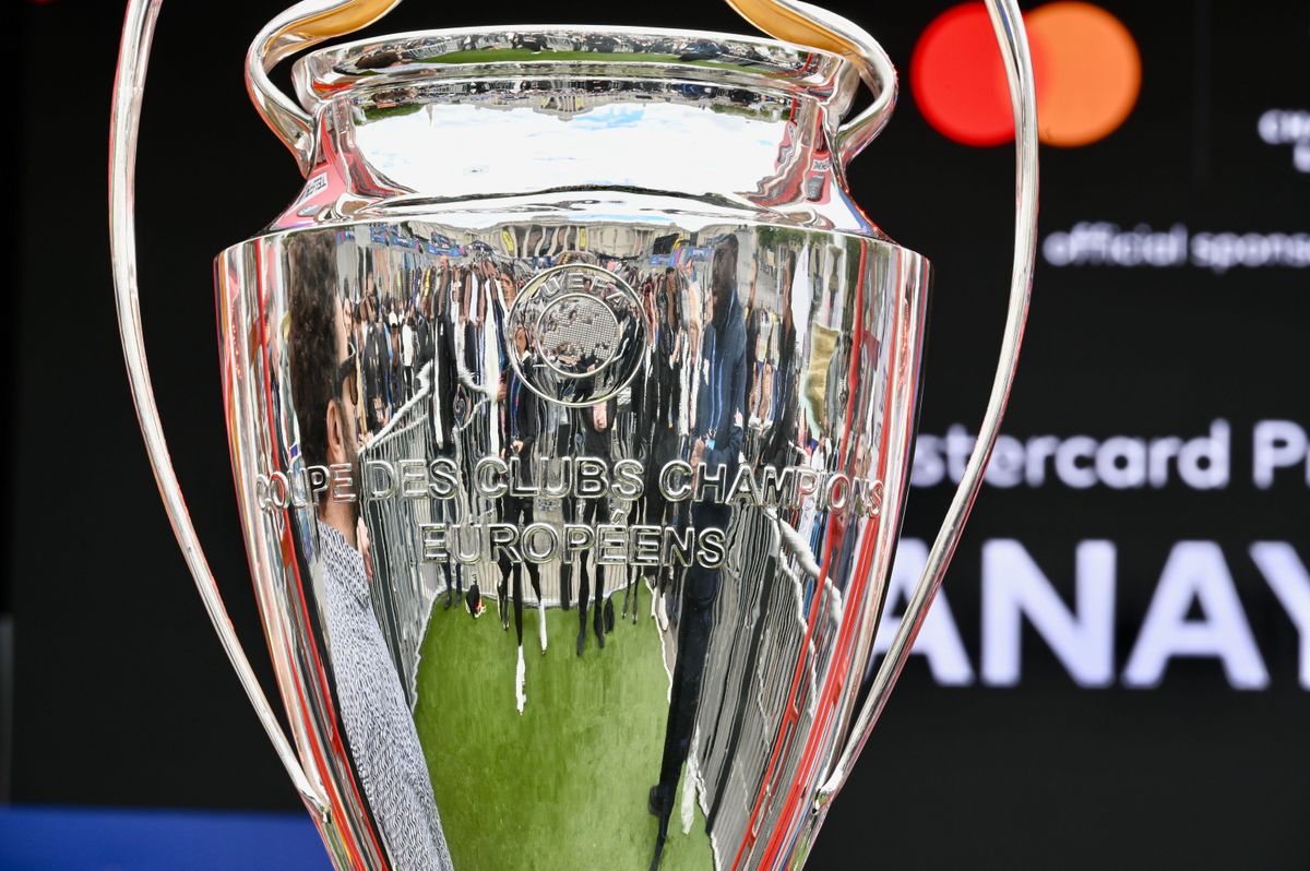 The Champions League trophy in Trafalgar Square, London ahead of the 2024 final at Wembley