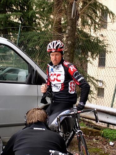 Allan Johansen getting all the attention from Danish Television as sole Danish rider starting Milan-San Remo