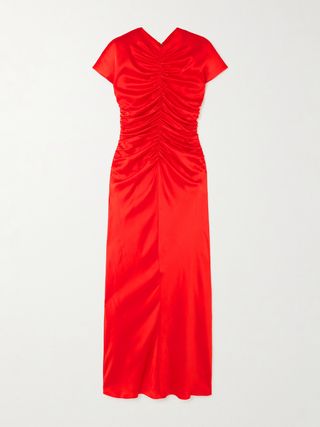 Aubree Ruched Silk-Satin Maxi Dress