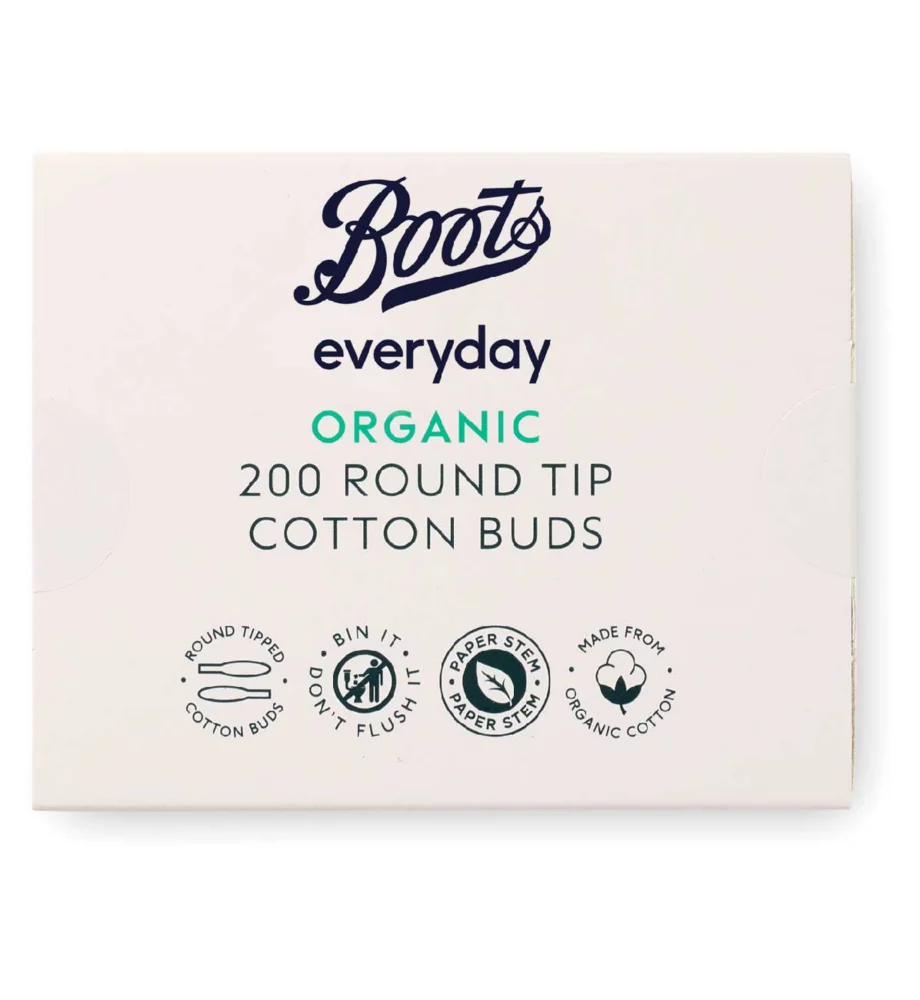 Boots Everyday Organic Round Tip Cotton Buds 200 Buds