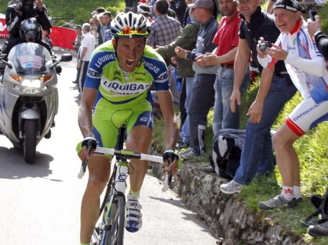 Ivan Basso races towards the win on the Monte Zoncolan in 2010