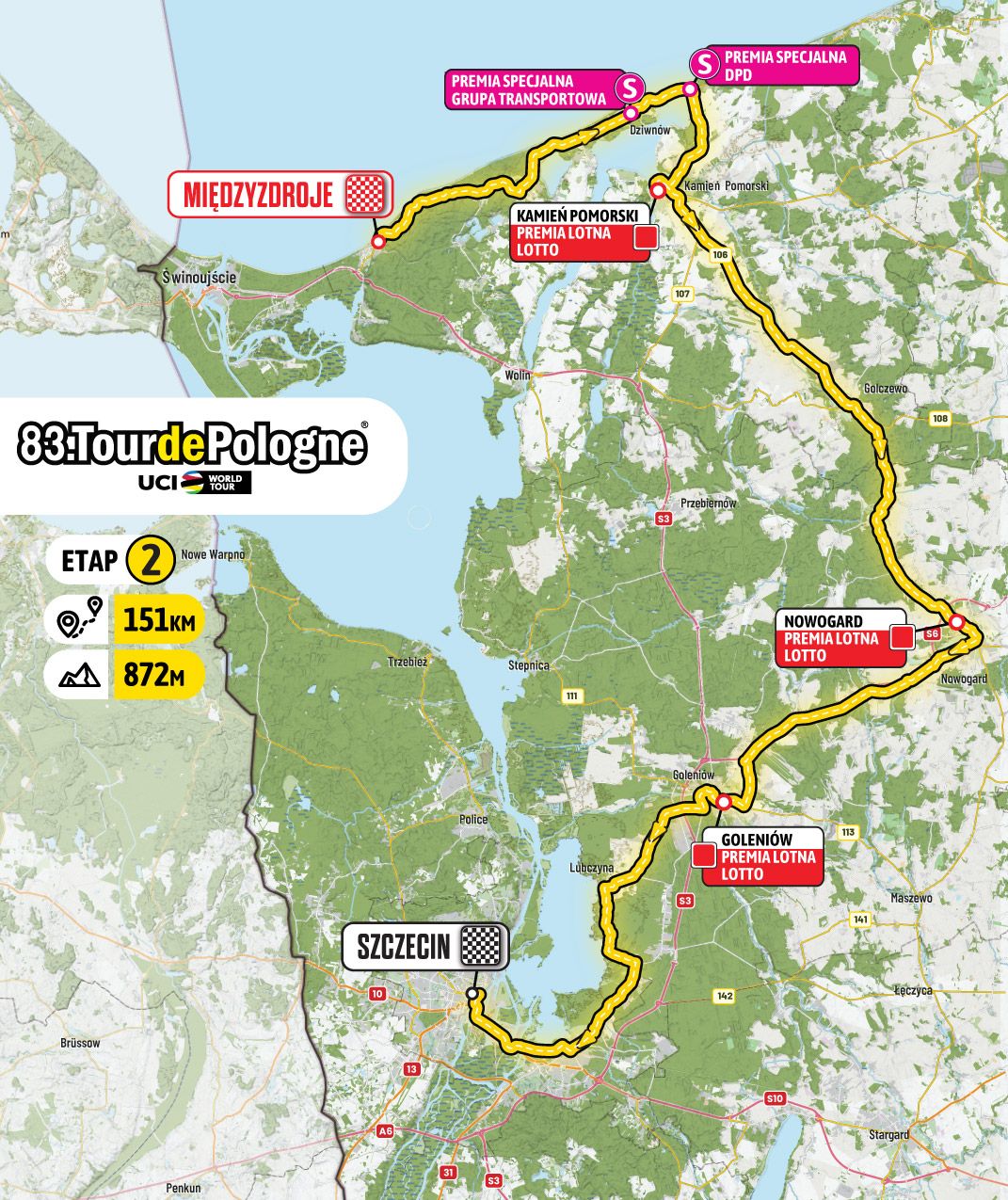 Stage 2 map Tour de Pologne 2026