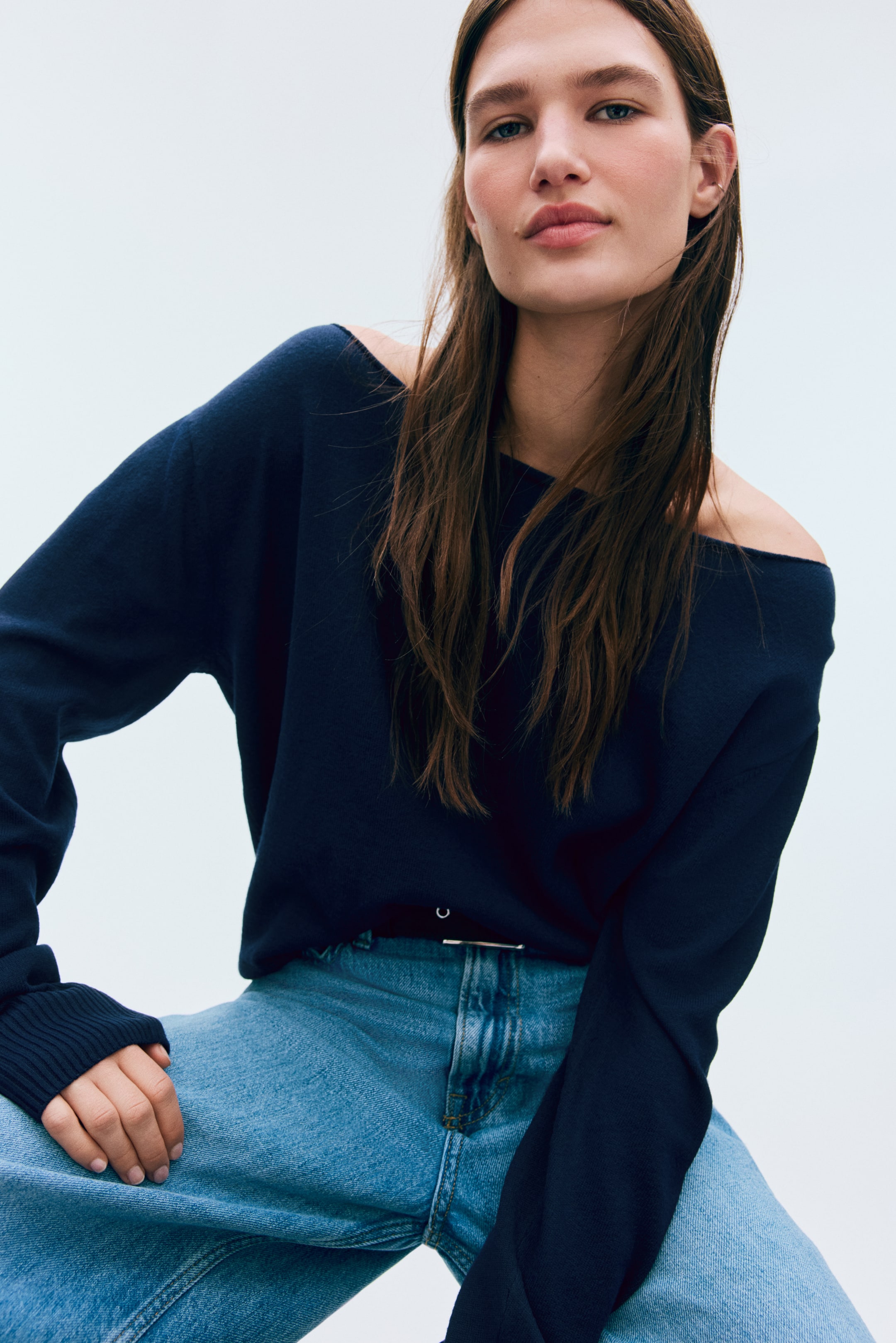 Off-The-Shoulder Sweater - White