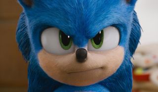 Sonic The Hedgehog staring with a frown