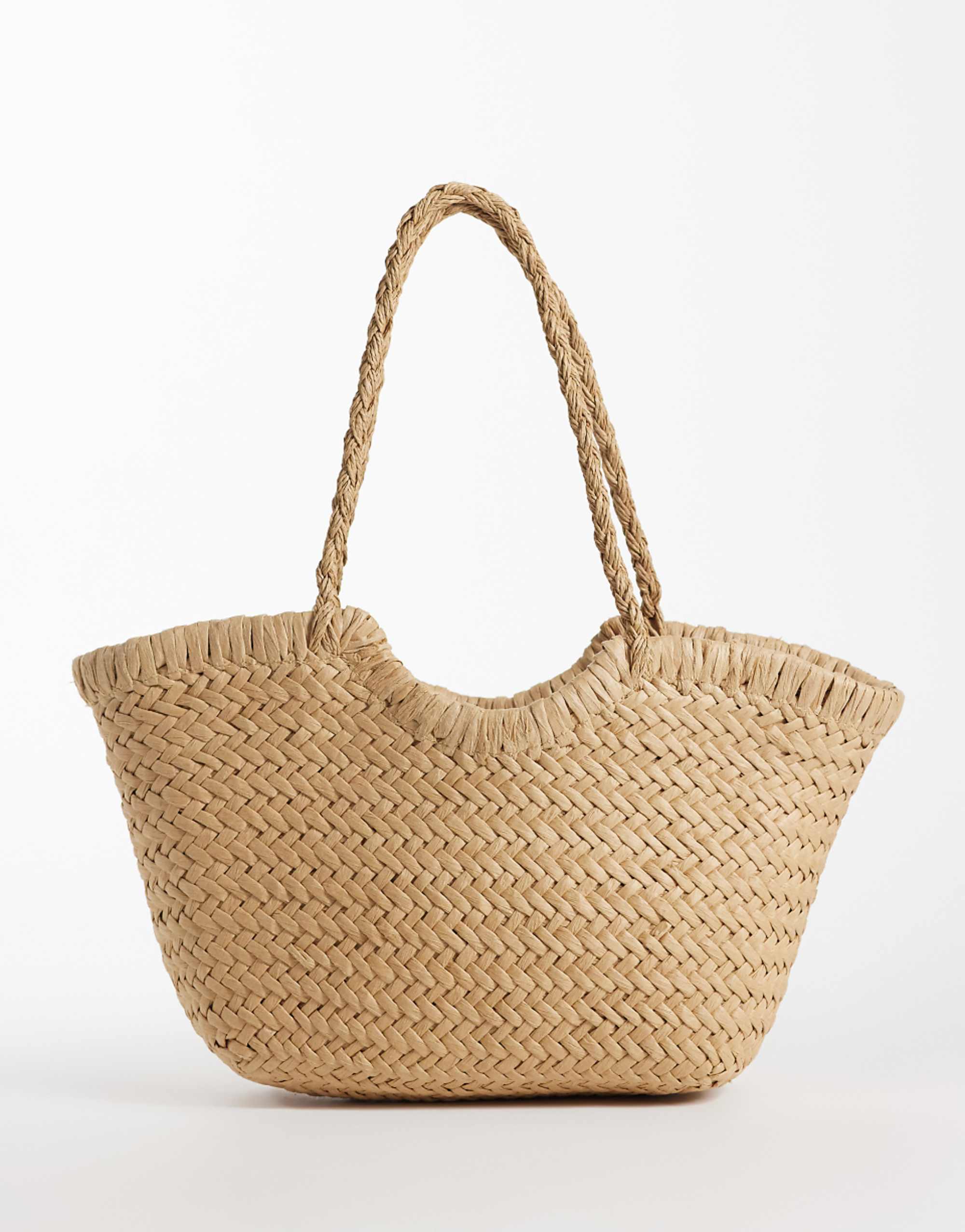 Gina Tricot Braided Straw Tote Bag in Light Brown