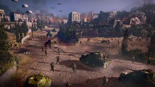 Company of Heroes 3 tanks rolling into town