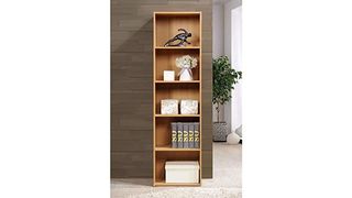 Bookcase with books and decor.