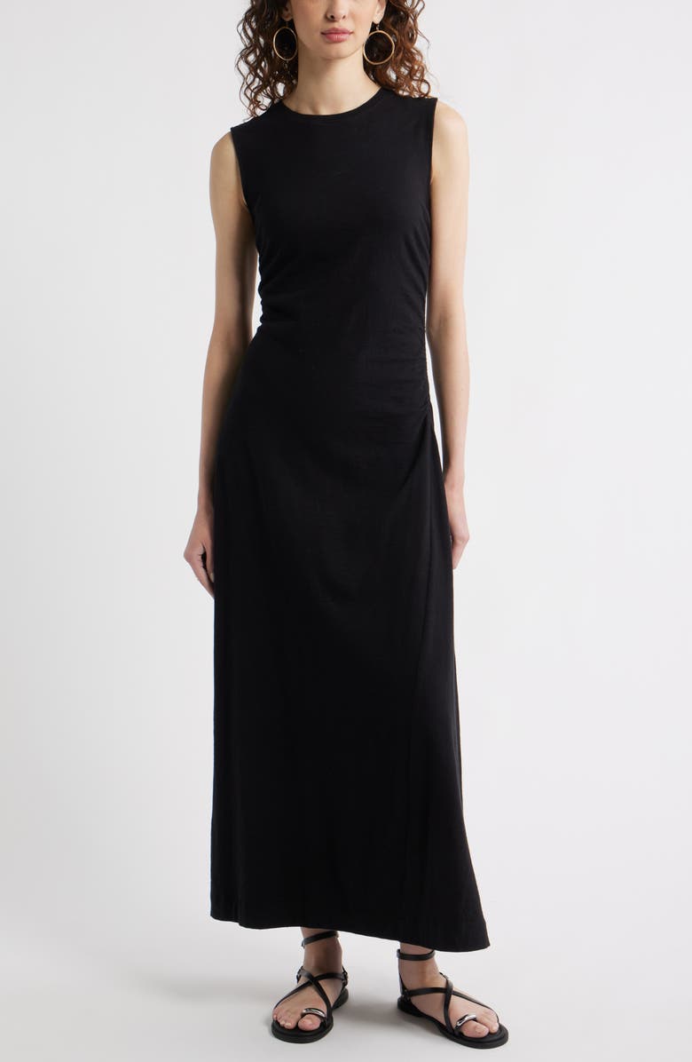 Side Ruched Cotton Maxi Dress