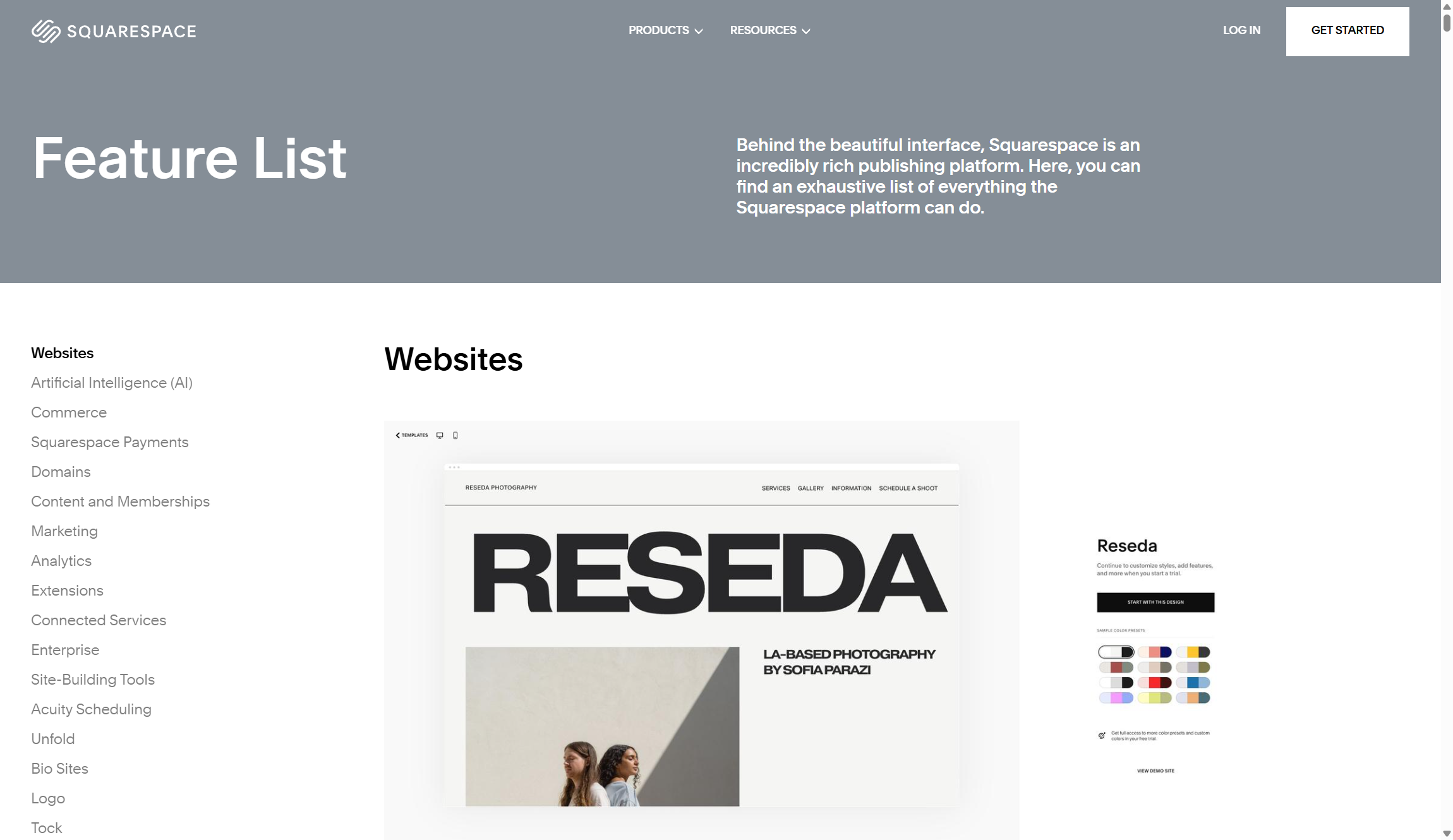 Squarespace features