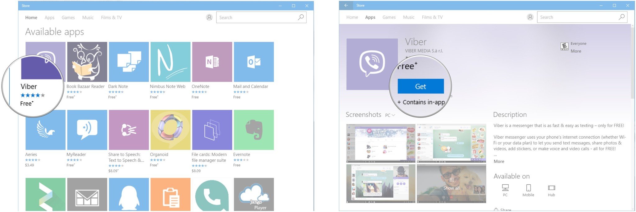 Click an app. Click Get.