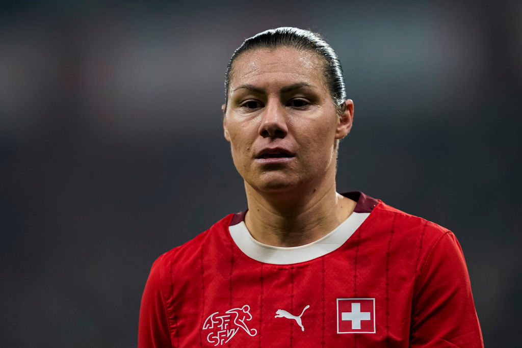 Ramona Bachmann of Switzerland walks in the field during the Women&#039;s International Friendly match between Switzerland and France at Stade de Geneve on October 29, 2024 in Geneva, Switzerland.
