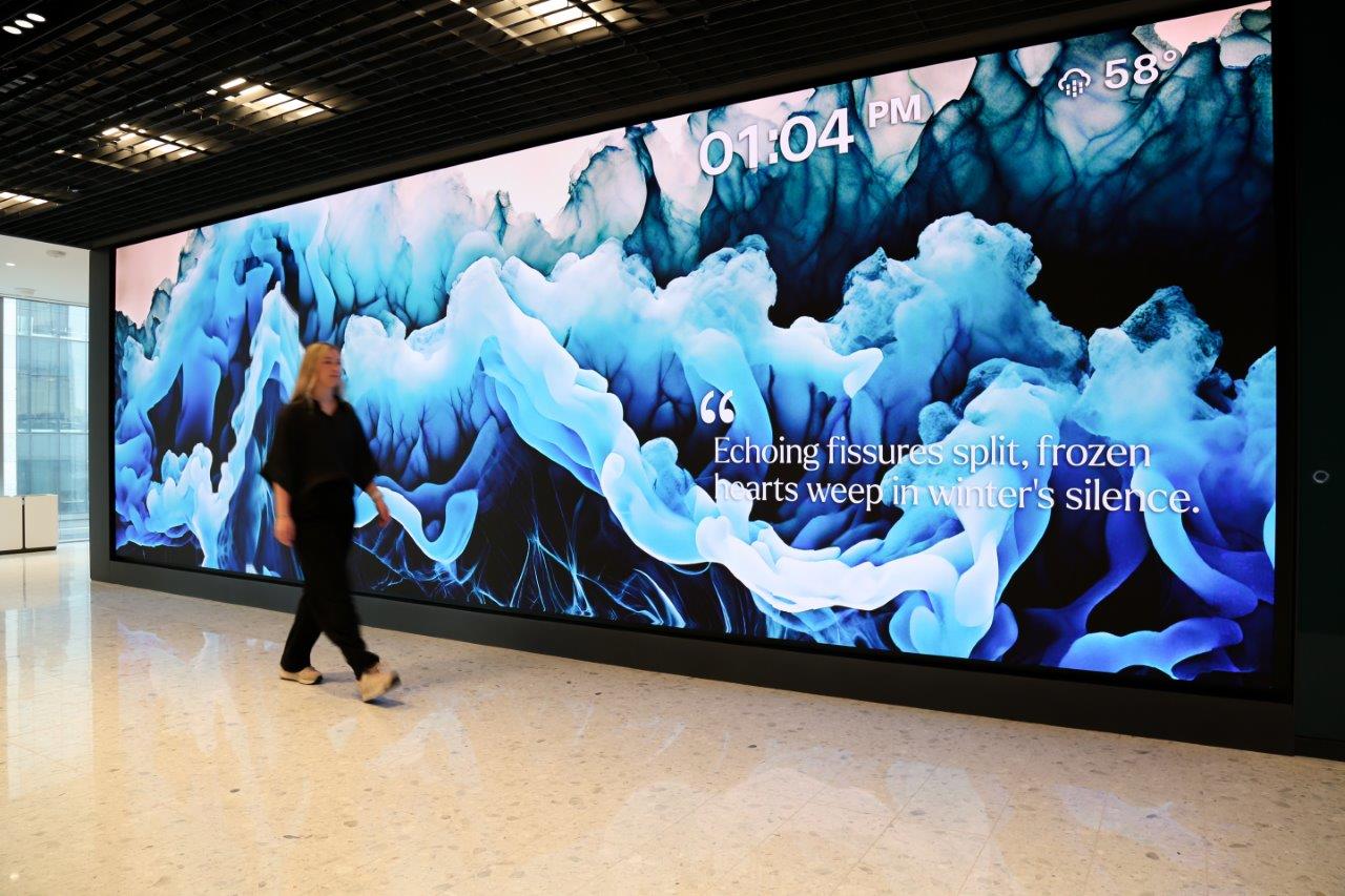 Custom TouchDesigner effects and LIDAR motion sensing allow the Dreamwall to respond to human movement in real time.