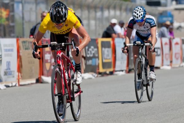 Overall race leader Alison Powers (NOW-Novartis) wins the final stage of the Sea Otter Classic ahead of Jackie Crowell (Exergy-Twenty12)