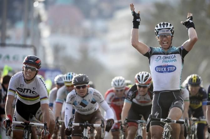Sylvain Chavanel (Omega Pharma-QuickStep) sprints to victory in Nice.