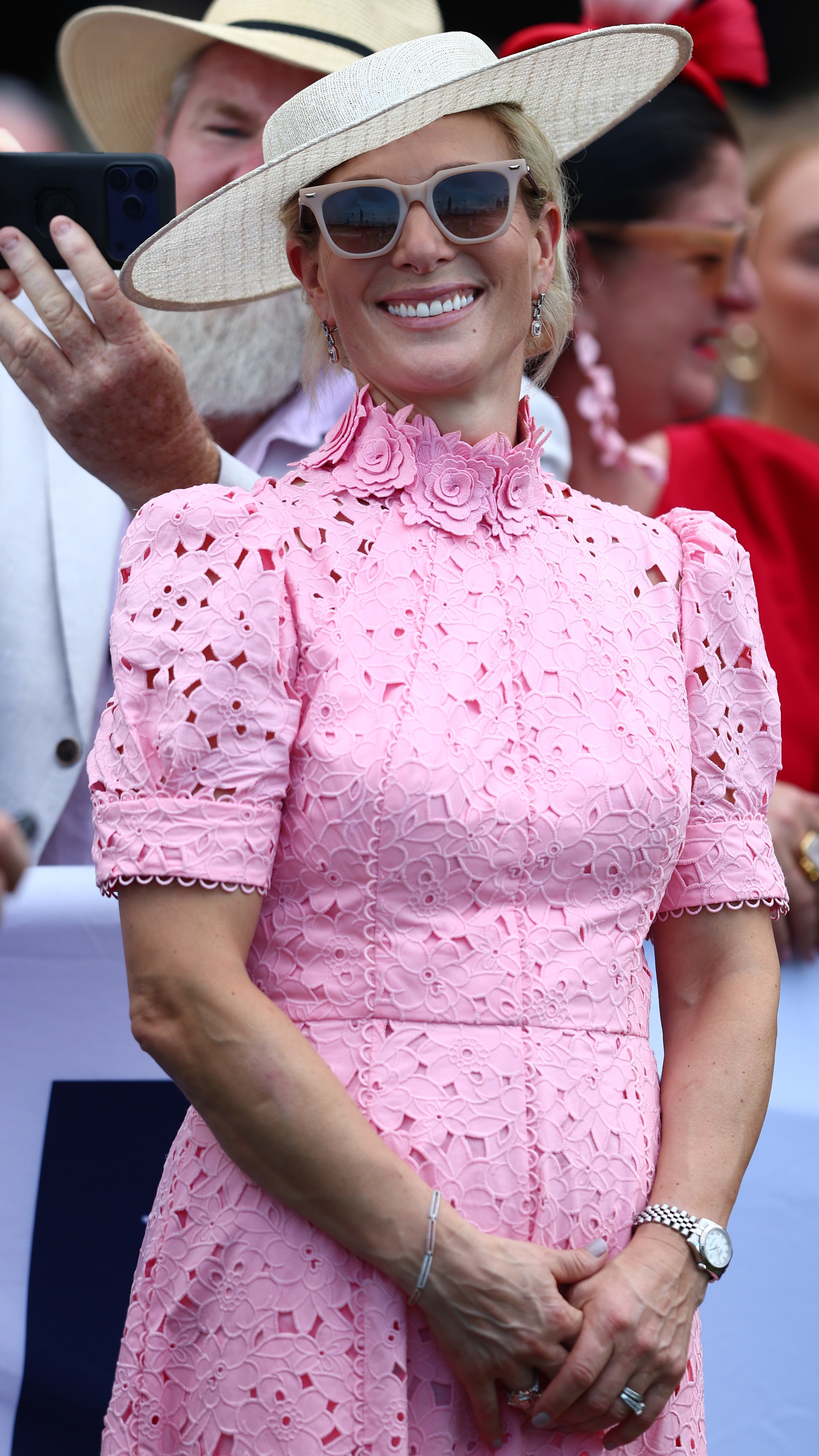 Magic Millions ambassador Zara Tindall looks on during the Magic Millions Raceday at Gold Coast Turf Club at on January 17, 2026
