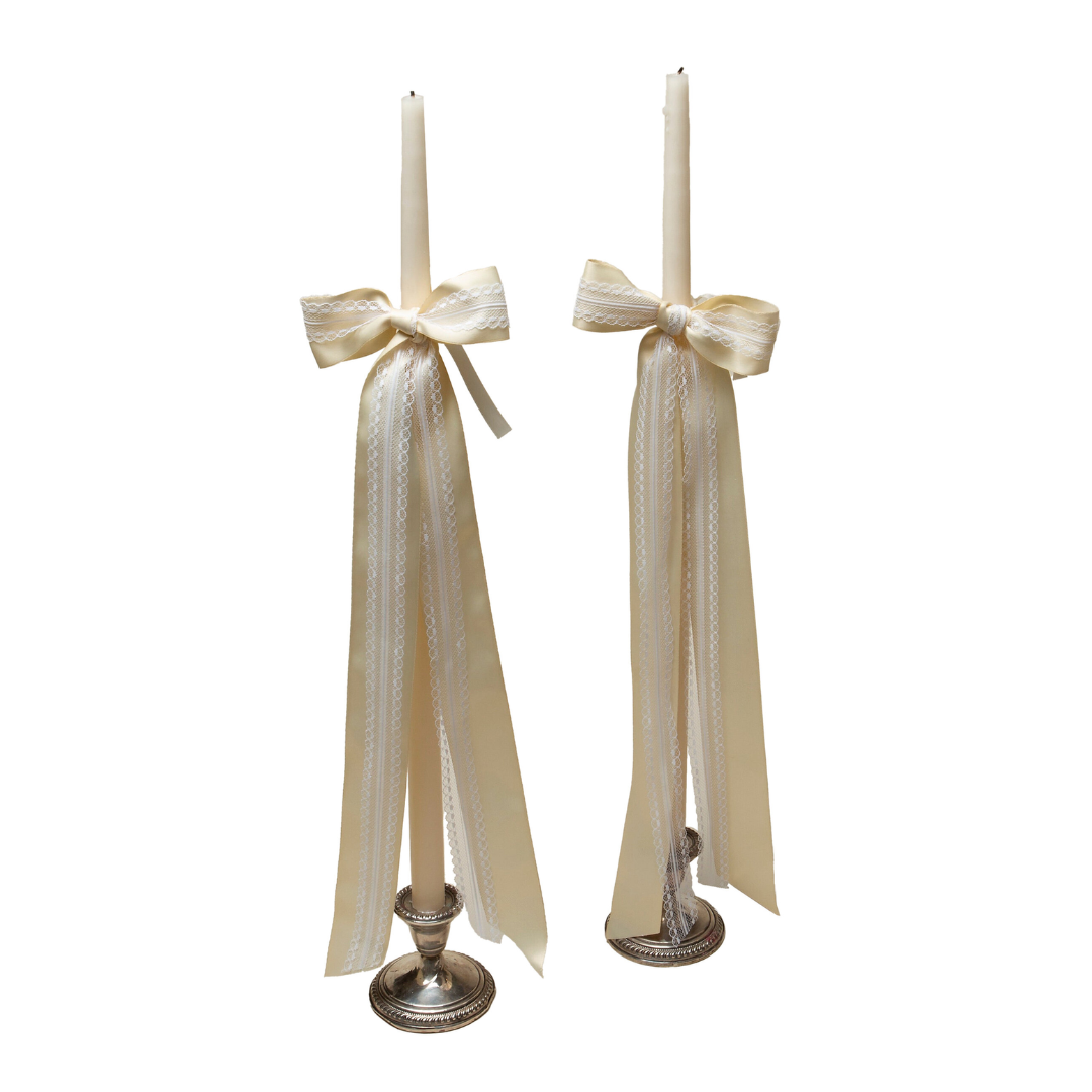 Taper Candle With Lace Bow