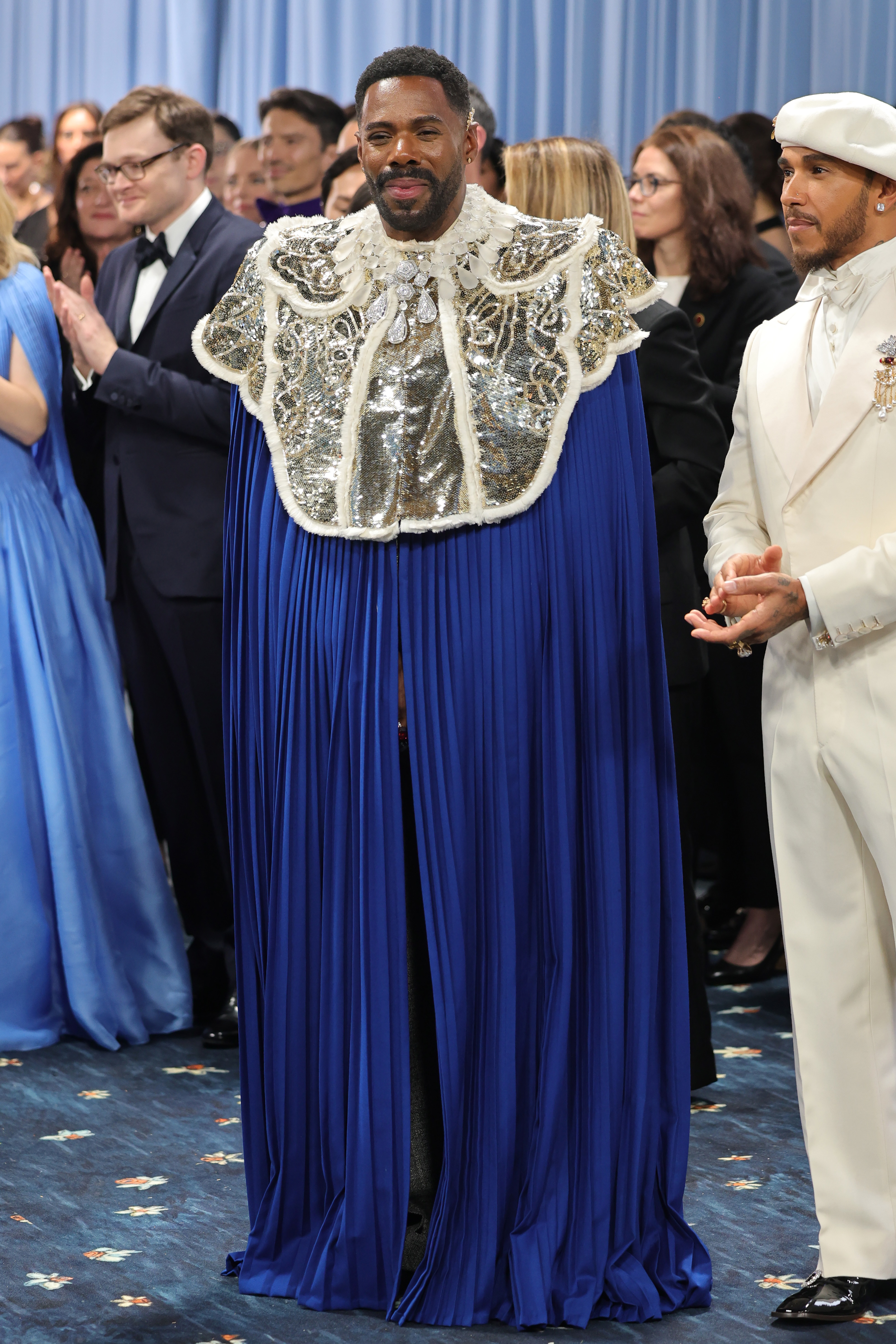 Colman Domingo and Lewis Hamilton, Met Gala Co-Chairs, attend the 2025 Met Gala Celebrating "Superfine: Tailoring Black Style" at Metropolitan Museum of Art on May 05, 2025 in New York City. (Photo by Savion Washington/Getty Images)