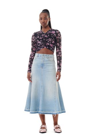 Light Blue Denim Midi Skirt