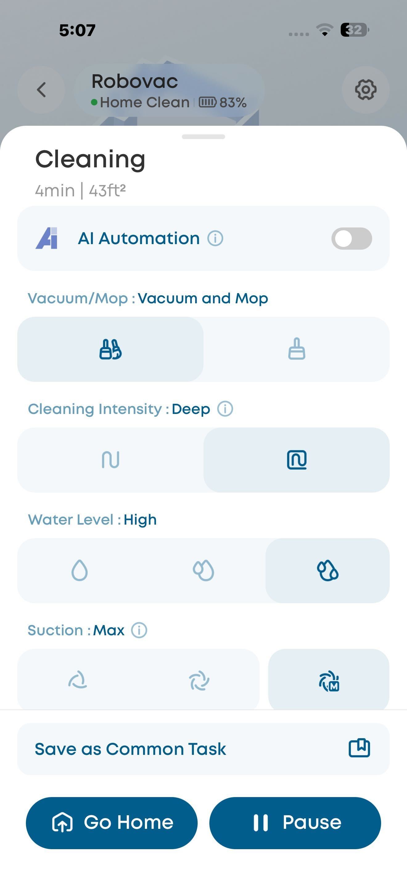 The app of a eufy Omni C28