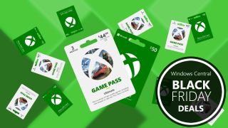 Image of Xbox Game Pass Ultimate and Xbox Gift Cards on a green background for Black Friday.