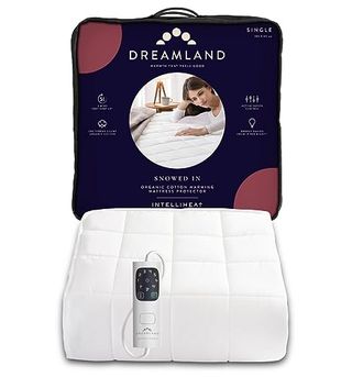 Dreamland Single Size Snowed in Organic Cotton Warming Mattress Protector (intelliheat Plus Fast Heat, Machine Washable, 190 X 90 Cm, 6 Temperature and Auto Timer, 1 Detachable Controls)