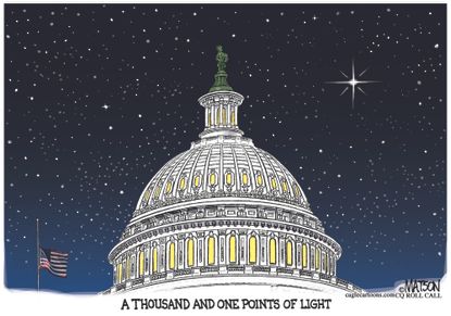Editorial cartoon U.S. a thousand and one points of light RIP George H.W. Bush