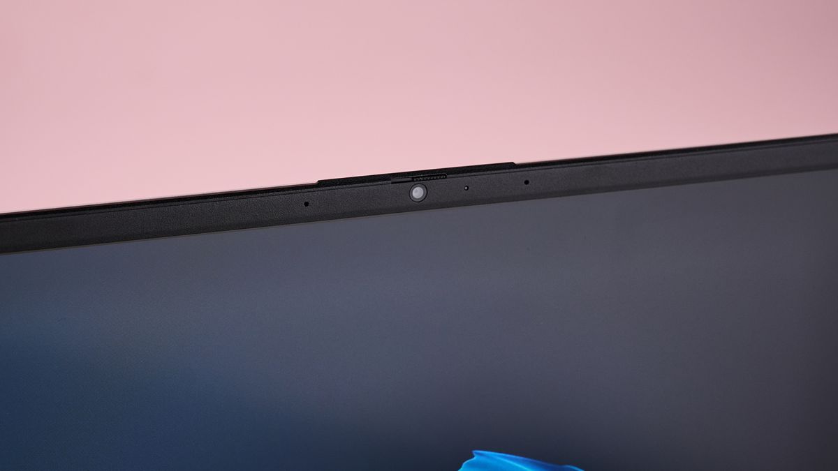 Close-up of webcam on HP Laptop 14