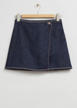 Low-Rise Denim Wrap Skirt