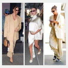 Hailey Bieber wearing Buttermilk trend